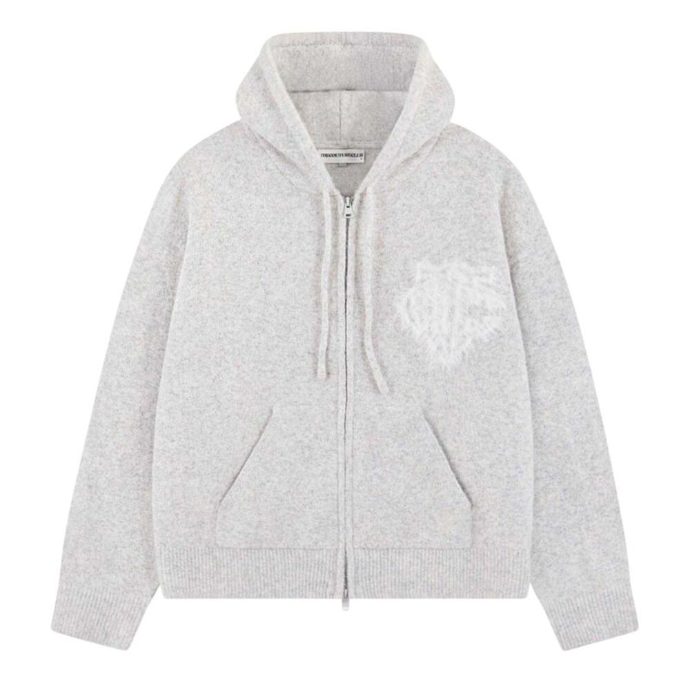 Couture Club Mens Wool Blend Soft Full Zip Hoodie / Gray